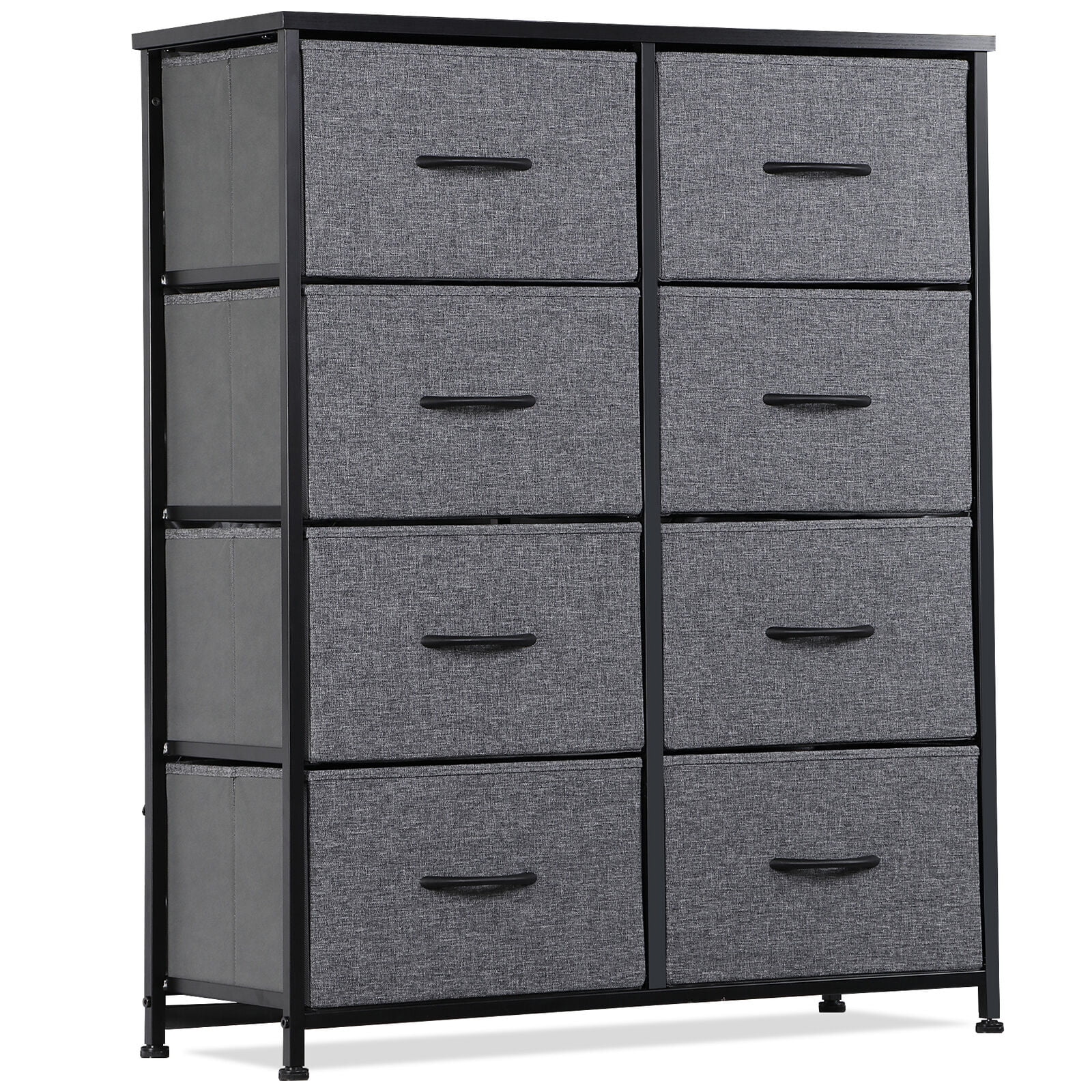Charcoal Modern 8-Drawer Fabric Storage Dresser with Metal Frame