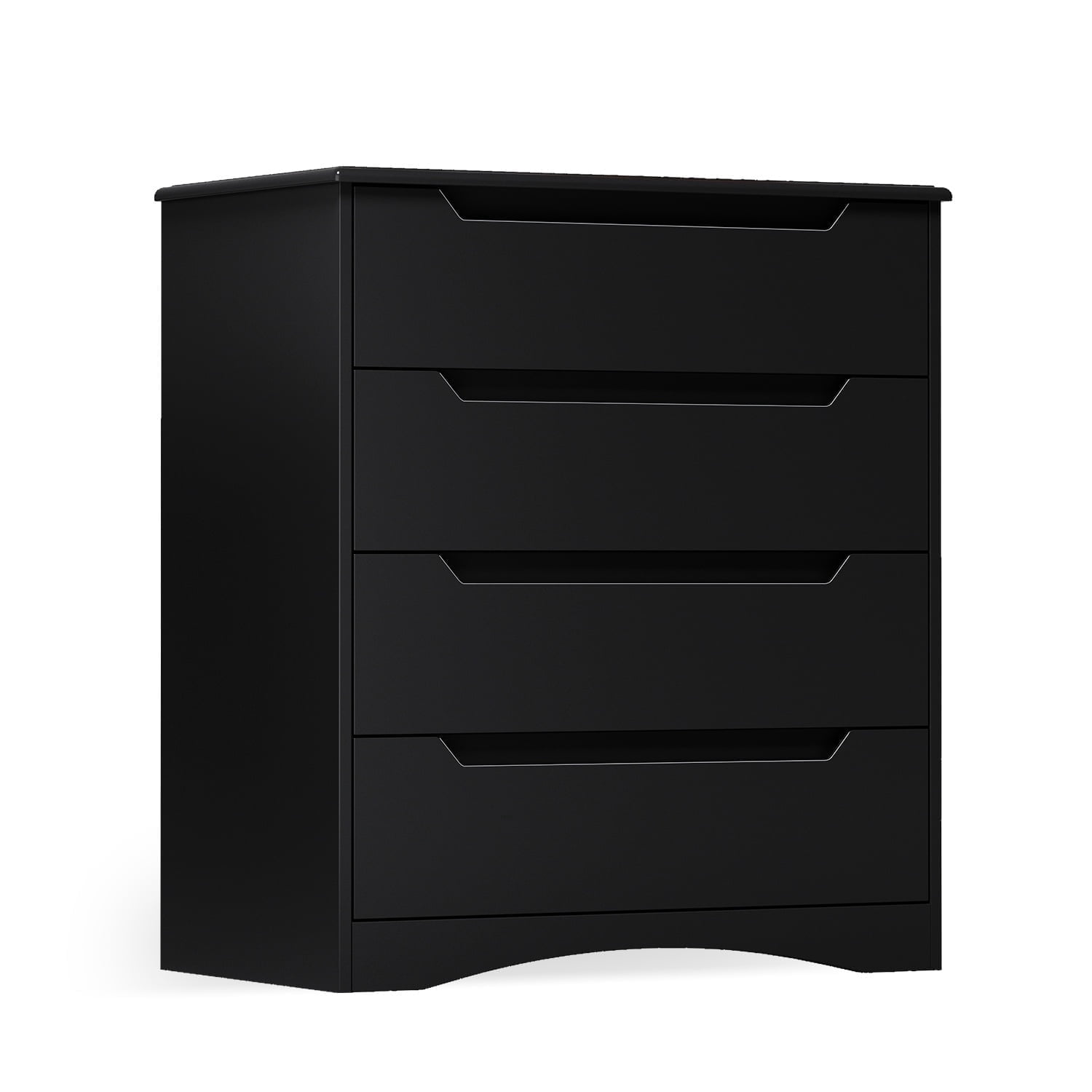 Dresser for Bedroom, Asofer 4 Drawer Dresser with Cutout Handle, Sturdy Wood Storage Cabinet, Black