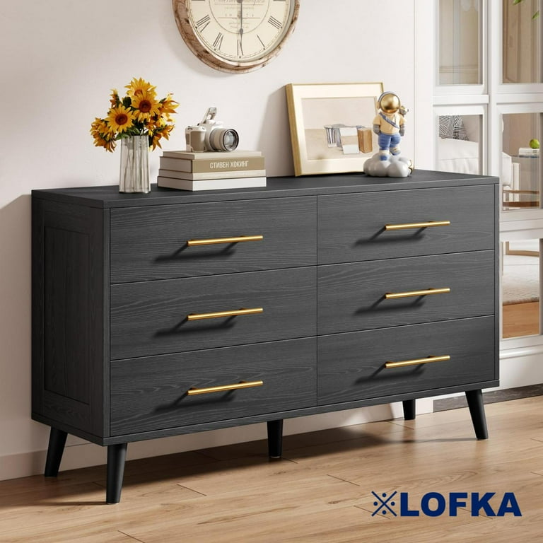 Grey dresser with black handles outlet