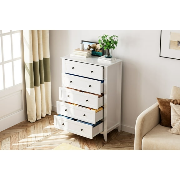 Dresser for Bedroom,Chest of Drawers,Tall 5 Drawer Dresser with Metal Handles,Modern Wooden Dresser for Living Room Entryway Hallway