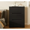 thumbnail image 1 of Dresser for Bedroom, Chest of Drawers with Large Storage Capacity, 3 Drawer Dresser, Cutout Handles, Deep Drawers, Smooth Metal Rail, Black, 1 of 1