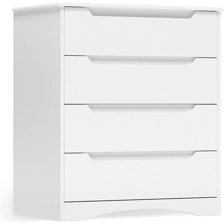 White Dresser, Lofka 4 Drawer Dresser for Bedroom, Chest of Drawers with Large Storage Capacity