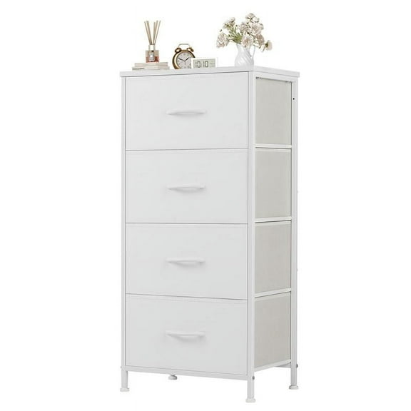 Dresser for Bedroom, Storage Drawers, Skinny Fabric Storage Tower with 4 Drawers