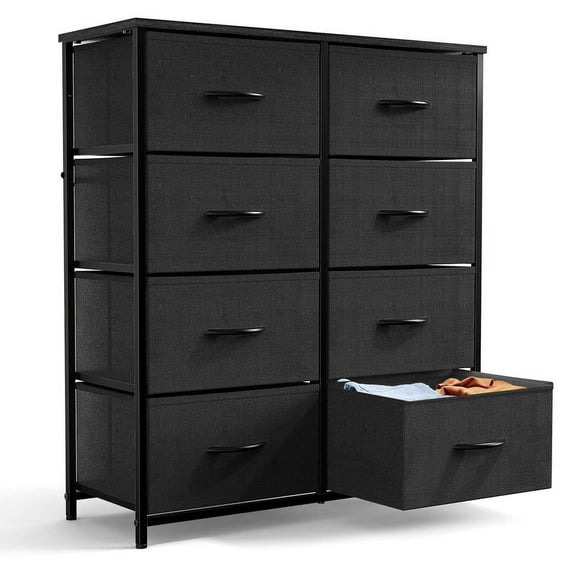 Dresser for Bedroom, Tall Storage Drawers, Fabric Storage Tower with 8 Drawers, Chest of Drawers with Fabric Bins