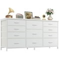 thumbnail image 1 of Dresser for Bedroom with 11 Fabric Drawers, Dresser TV Stand for 50, 55 Inch TV, Chest of Drawers, Entryway, Sturdy Metal Frame & Wood Top (White), 1 of 8