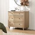 thumbnail image 1 of Large Dresser for Bedroom with 3 Drawers, Kids Dressers with Wide Chest of Drawers, Modern Wooden Closet Storage Cabinet Organizer, Dressers for Living Room & Nursery & Hallway & Baby Room, Oak, 1 of 7