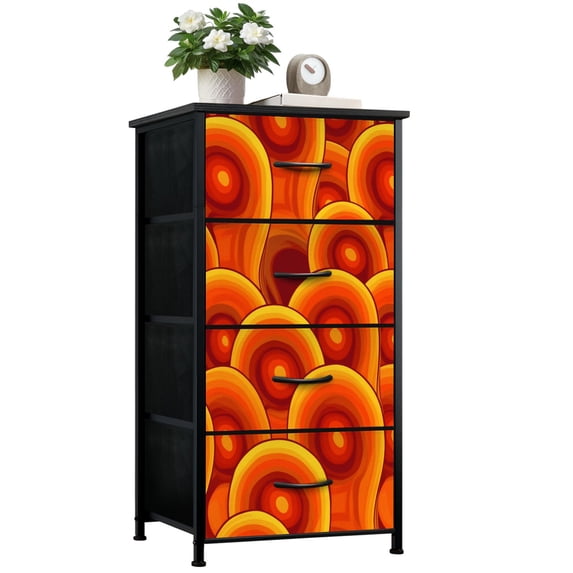 Dresser for Bedroom with 4 Storage Drawers 70s retro Dressers Chest of Drawers Steel Framed Fabric Closet Organizers for Dorm Entryway