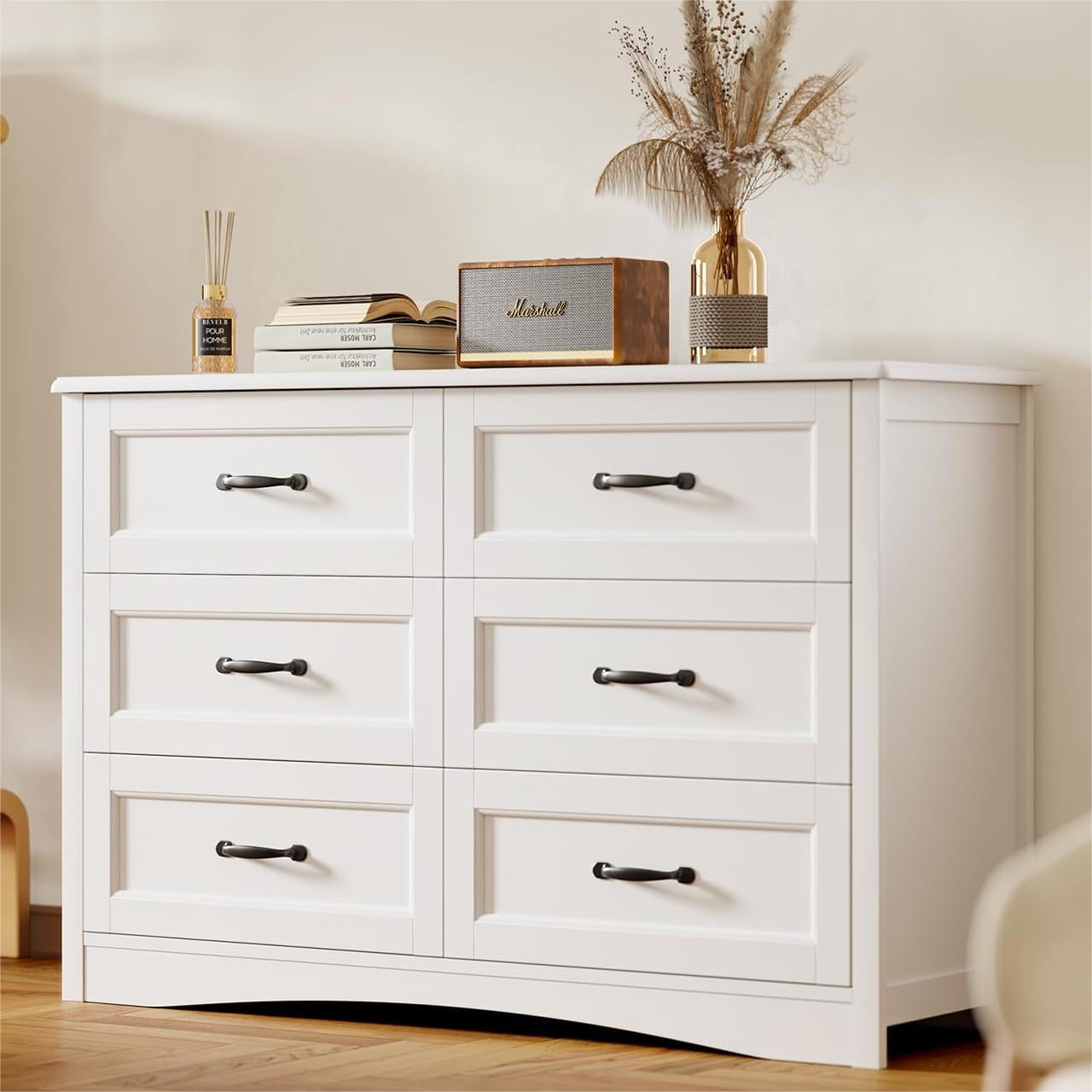 Dresser for Bedroom with 6 Drawers, Lofka White Dresser Chests of