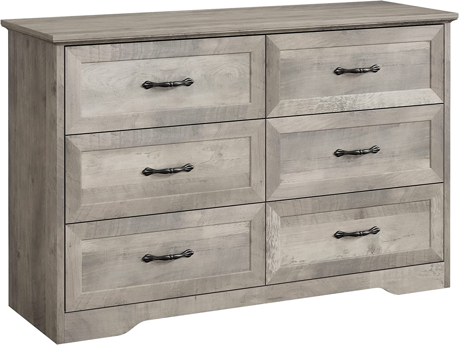 Gray Farmhouse 6-Drawer Wooden Nursery Dresser