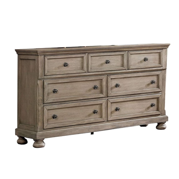 Dresser with 1 Hidden Drawer and Weathered Look, Gray
