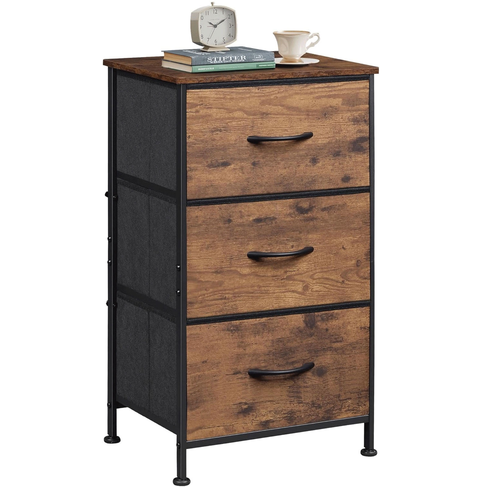 Dresser with 3 Drawers, Fabric Nightstand, Tall Dresser for Bedroom ...