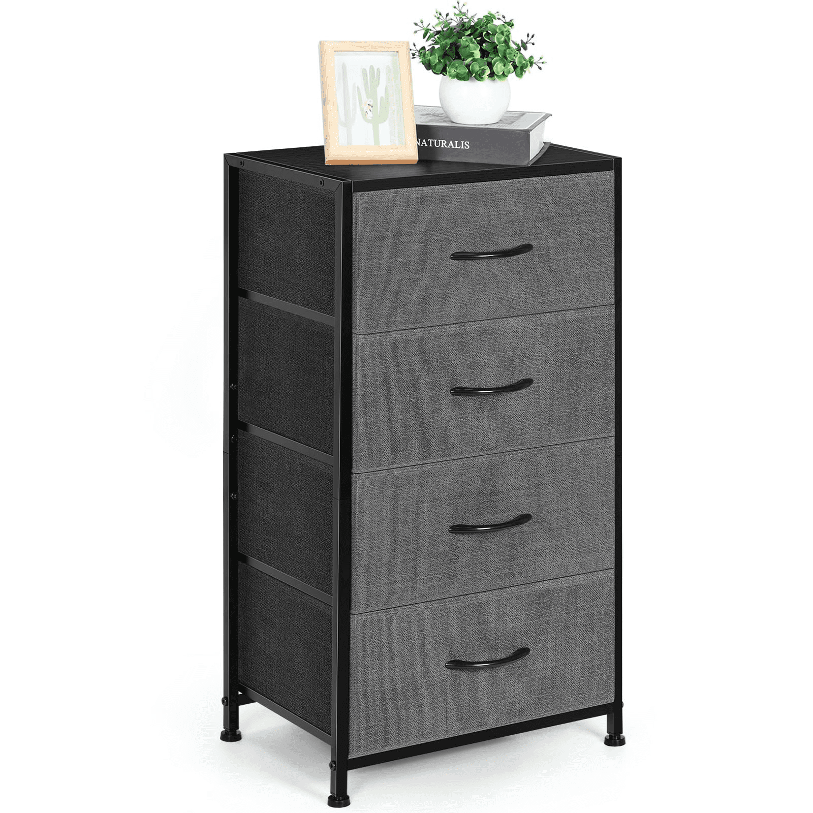 Dresser with 4 Drawers, Fabric Dressers Storage Drawers, for Bedroom