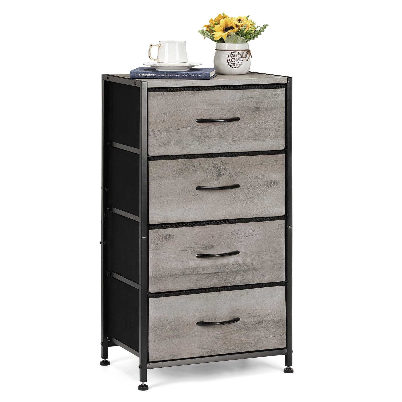 Dresser with 4 Drawers, Fabric Dressers Storage Drawers, for Bedroom