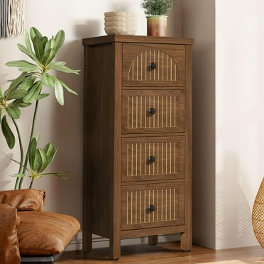 Dresser with 4 Drawers, Storage Drawer Wood Dresser for Bedroom, Hallway, Living Room