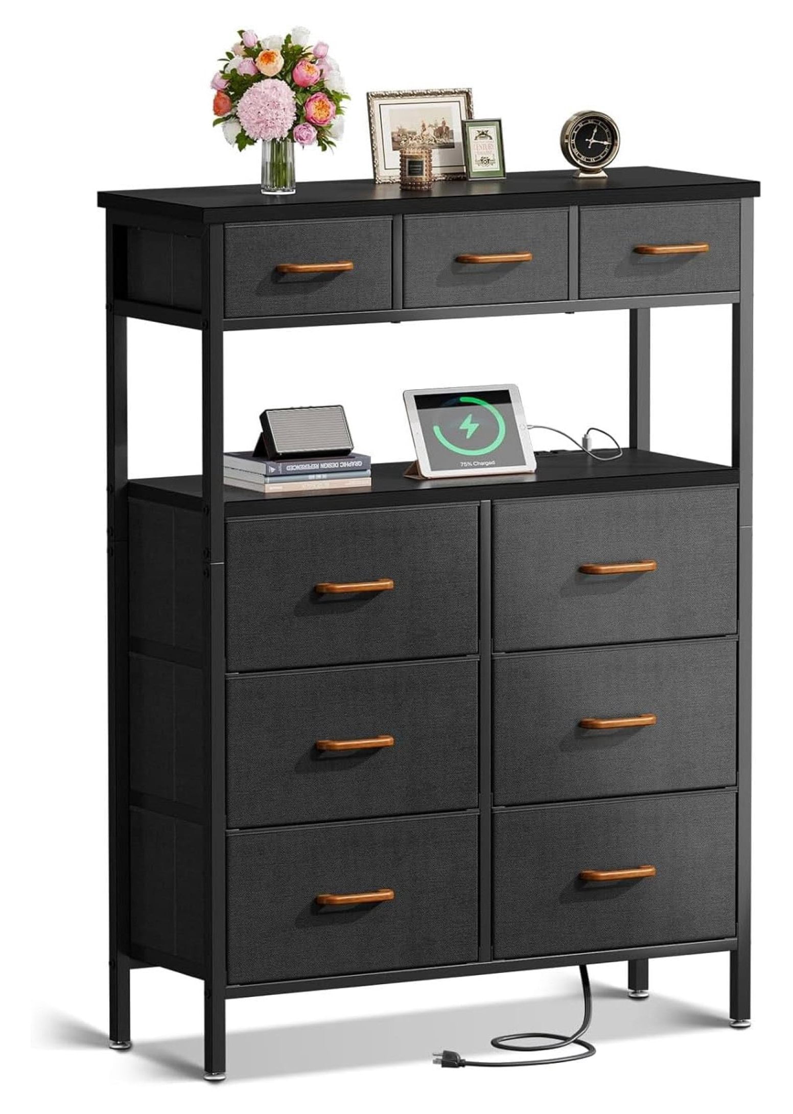 Dresser with Charging Station, 52 Inches Tall Dresser for Bedroom with ...