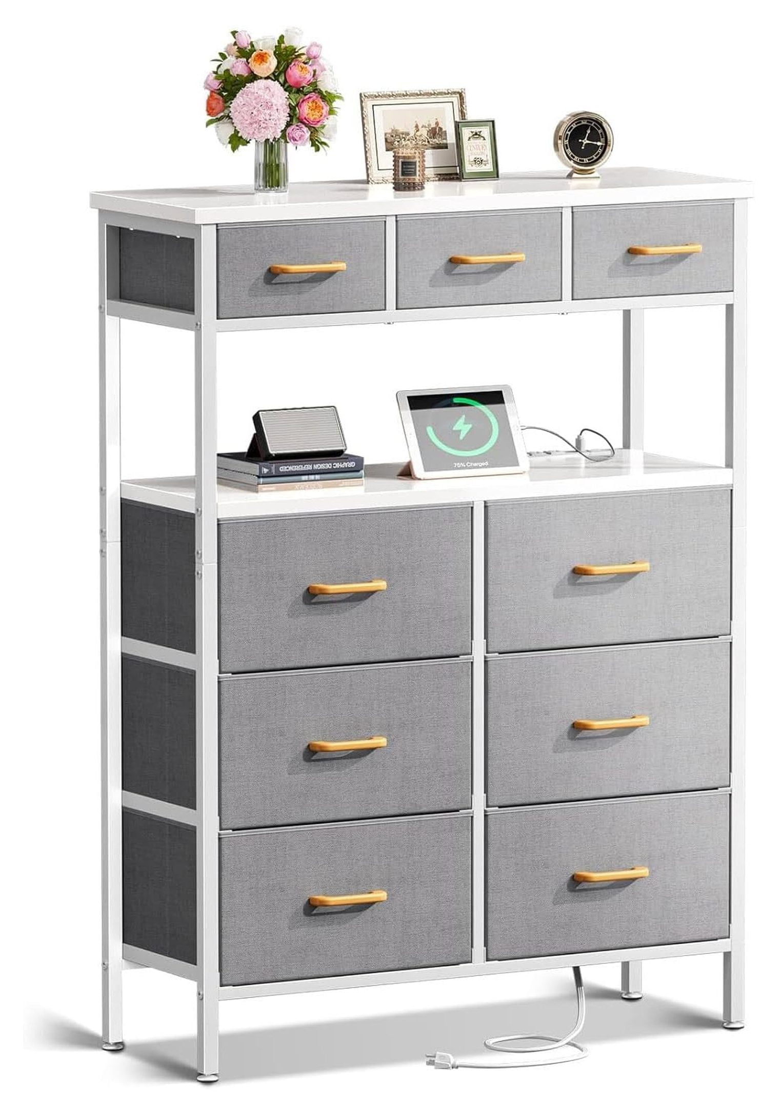 Dresser with Charging Station, 52 Inches Tall Dresser for Bedroom with ...