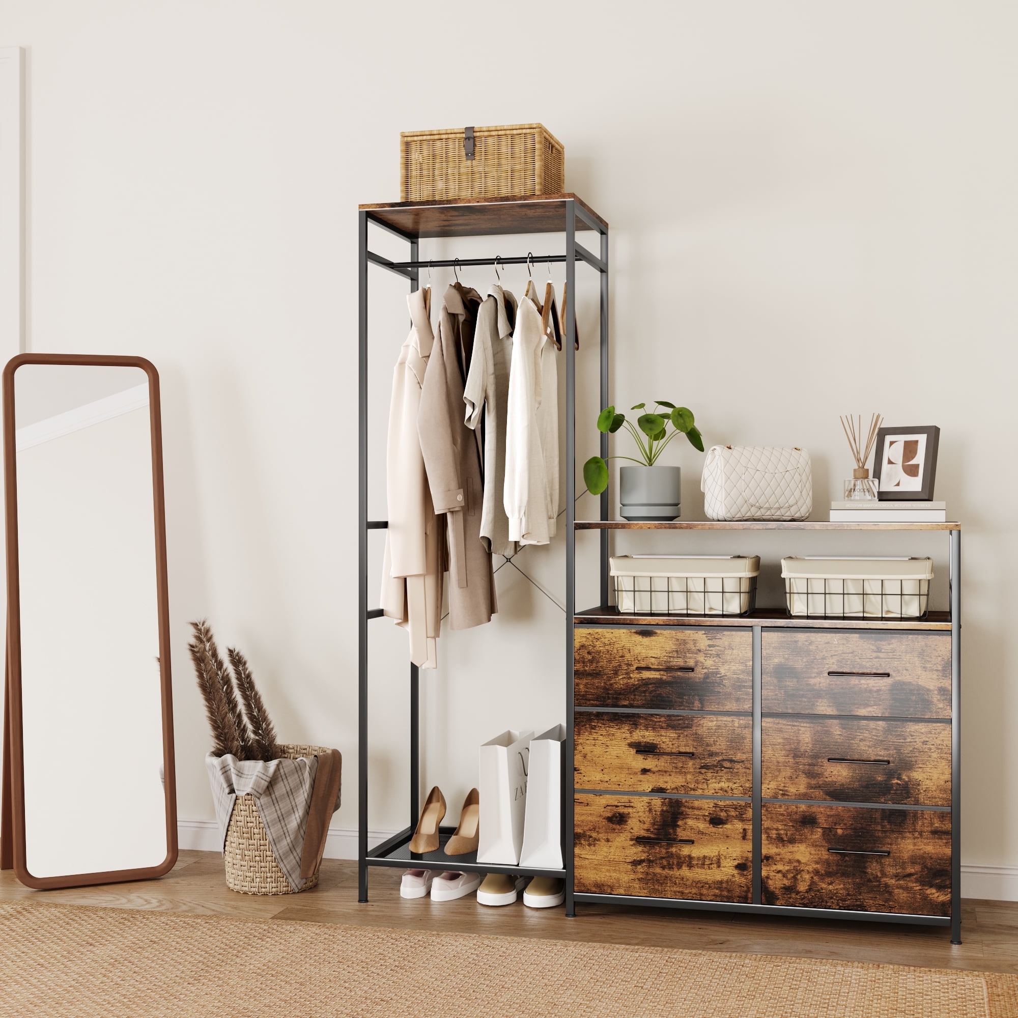 white christmas dresses 3 Drawer Dresser Nightstand, Grey/Light Grey/Rustic Brown