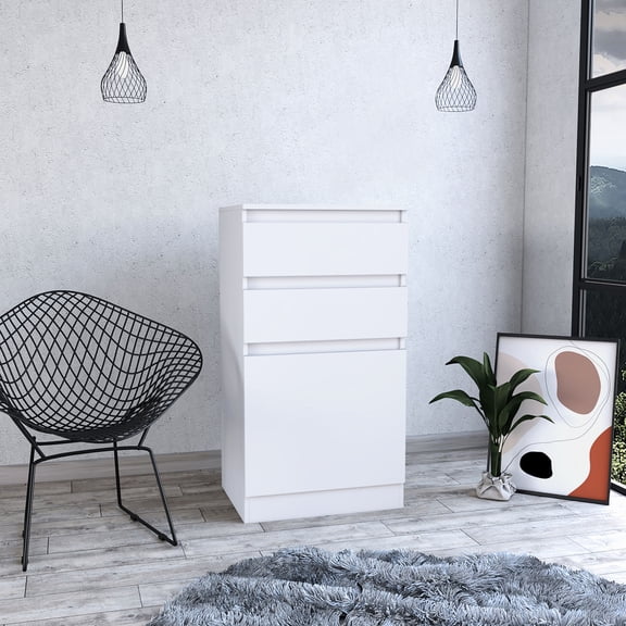 Dresser with Single Door Cabinet and Mirror / Provides Convenient Storage for Personal Belongings