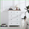 thumbnail image 1 of Dressers 5-Drawer Tall Chest of Drawers, White Wood Storage Cabinet | Ivory White | MDF,Pine, 1 of 8