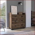 thumbnail image 1 of Dressers | 5-Drawer with Spacious Top | Dark Brown | Particle Board, 1 of 7
