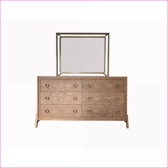 Dressers, 6 Drawer Modern Dresser with Jewelry Tray, Latte Finish | Light Brown | Solid Wood+MDF