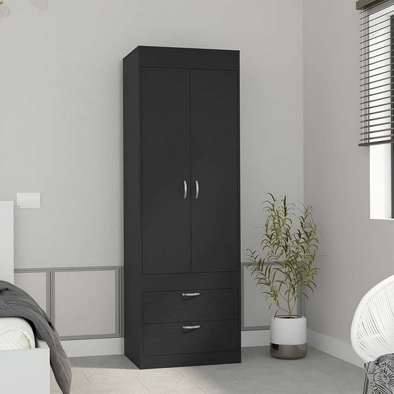 Dressers Armoire Tarento, Two Drawers, Black Wengue Finish,Chests Of Drawers