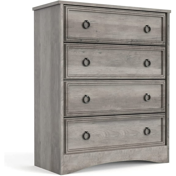 Dressers for Bedroom with 4 Drawers,Modern 4 Drawer Dresser with Textured Borders, Chest of Drawers Closet Organizers and Storage Clothes - 6" Deep Drawer for Bedroom, Living Room, Gray