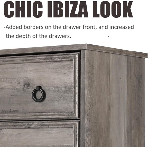 Dressers for Bedroom with 7 Drawers,Modern Long 7 Drawer Dresser with Textured Borders, Chest of Drawers Closet Organizers and Storage Clothes - 6" Deep Drawer for Bedroom, Living Room, Gray