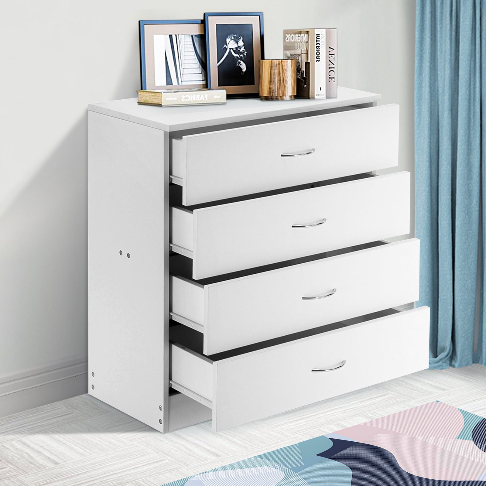 Dressers for Bedroom, Heavy Duty 4-Drawer Wood Chest of Drawers, Modern  Storage Bedroom Chest for Kids Room, White Vertical Storage Cabinet for