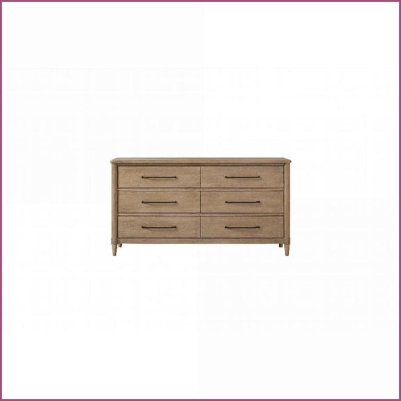Dressers, Casual 6 Drawer with Felt & Cedar Lined Drawers, Sand Finish | Solid Wood+MDF | Sand