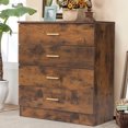 thumbnail image 1 of Dressers and Chest of Drawers, Heavy Duty 4-Drawer Wood Chest of Drawers, Storage Bedroom Chest for Kids Room, Rustic Brown Vertical Storage Cabinet for Bathroom, Closet, Entryway, Hallway, Nursery, 1 of 10