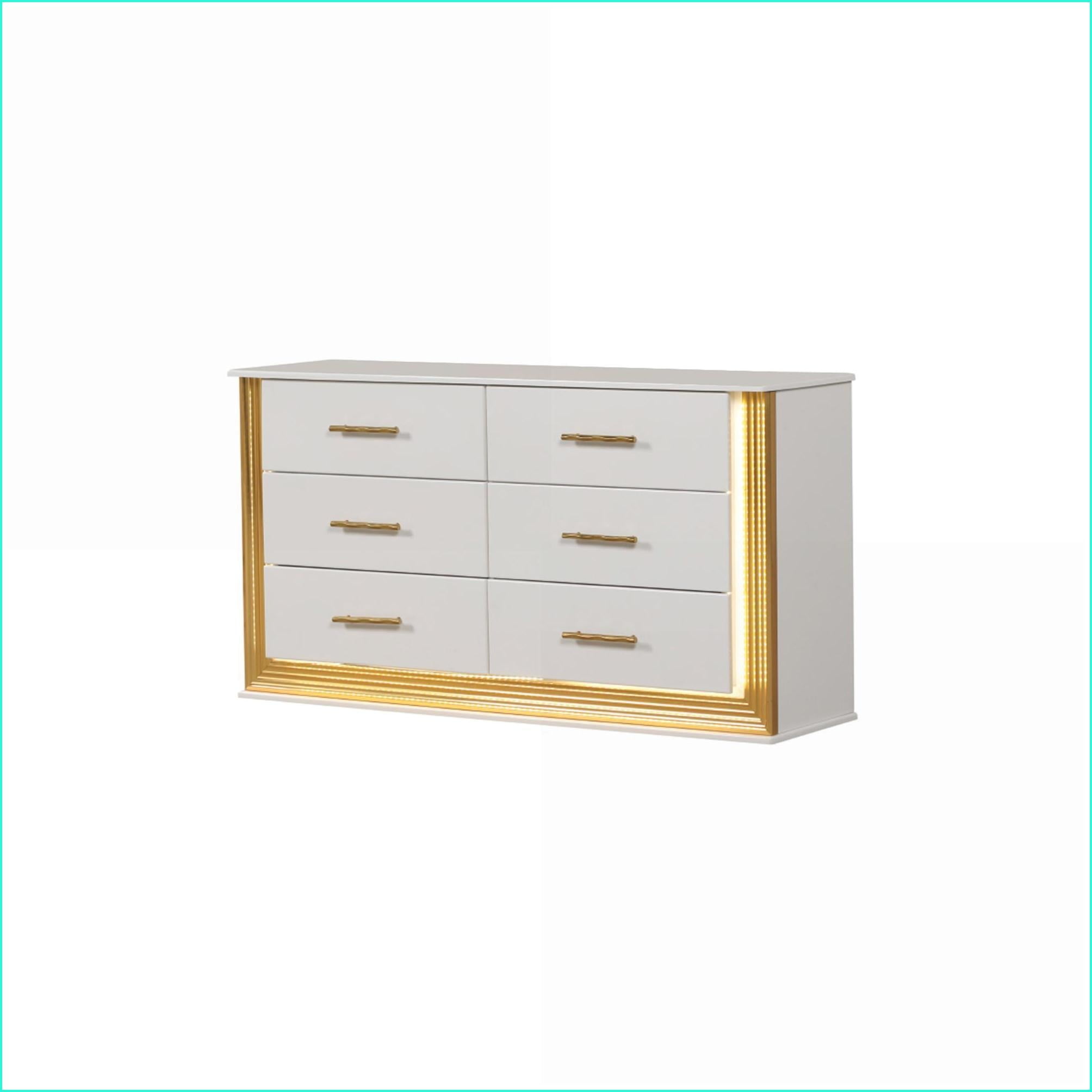 slim fit dress slacks Avina Vanity & Dresser Set – Modern Curved Makeup Desk with Storage – Line  & Grain main image 0