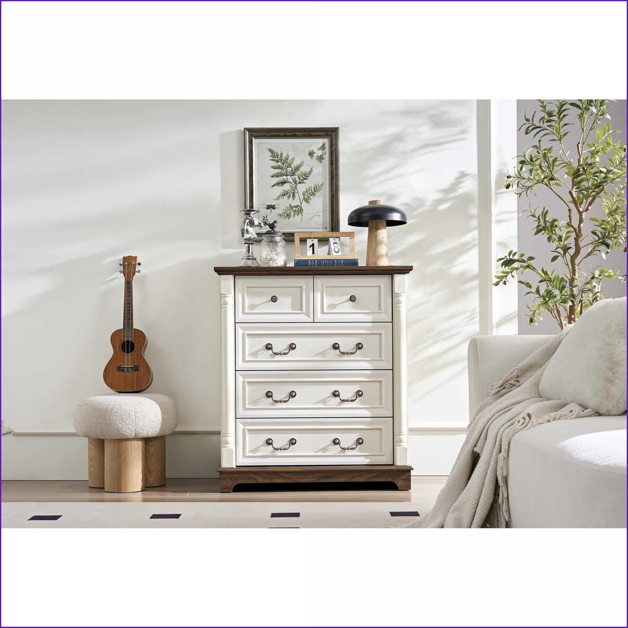 Dressers | Farmhouse Rustic 5-Drawer Chest with Smooth Drawers | Solid ...