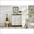 thumbnail image 1 of Dressers | Farmhouse Rustic 5-Drawer Chest with Smooth Drawers | Solid Wood & MDF | Two-Tone Dimpled Finish, 1 of 15