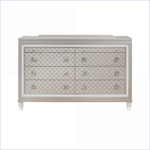 Dressers, Glam Champagne with Spacious Drawers & Acrylic Legs | Champagne | Solid Wood+MDF