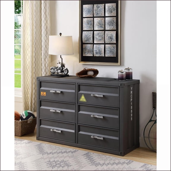 Dressers, Industrial 6-Drawer Gunmetal Metal Dresser | Gunmetal | Metal