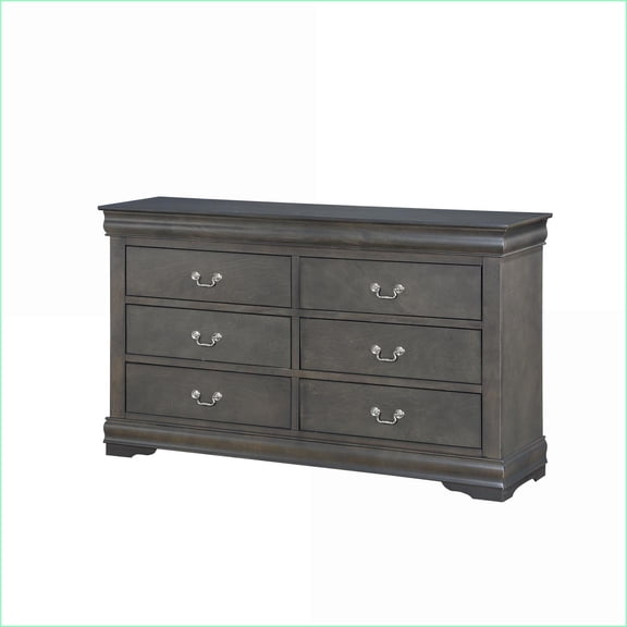 Dressers, Louis Philippe Dark Gray 6-Drawer | Dark Gray | Synthetic Wood