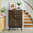 thumbnail image 1 of Dressers, Mid-Century Modern 4-Drawer Wooden Storage Chest | Walnut | MDF, 1 of 23