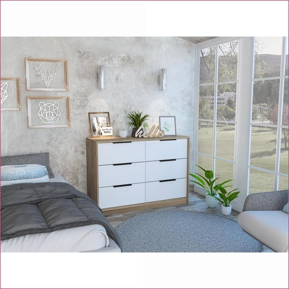 Dressers, Modern 42.1 Wide with 4 Drawers & 2 Cabinets | Multicolor | Particle Board