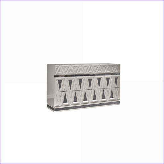 Dressers Modern 6-Drawer with Soft-Closing & Crystal Accents River Sand Grey | Wood | Grey