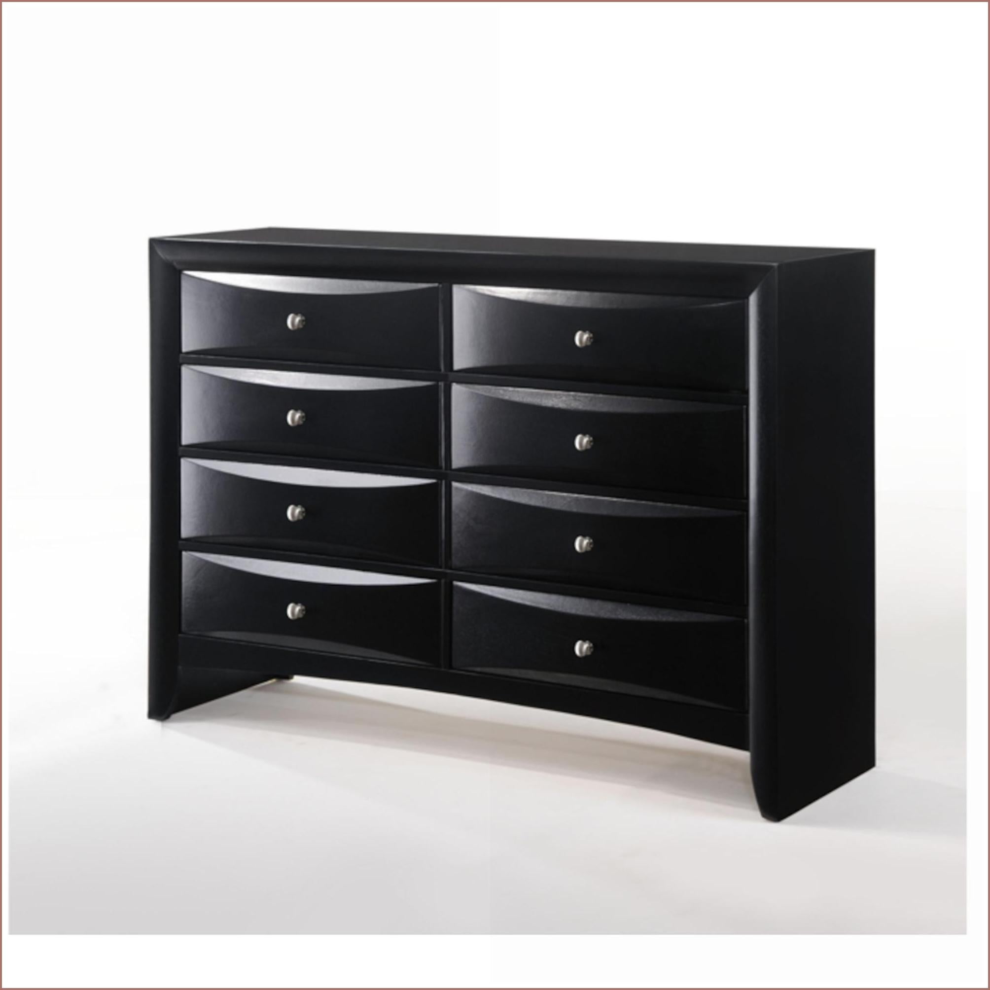 Dressers, Modern Black Finish 8-Drawer Dresser | No Assembly | Black | Synthetic Wood