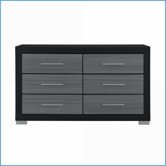 Dressers, Modern Black & Grey with Spacious Drawers | Solid Wood+MDF | Black