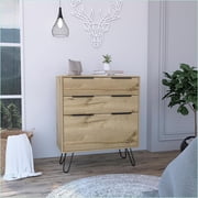 Dressers, Praga 3-Drawer Modern Dresser | Smooth Top | Beige | Engineered Wood