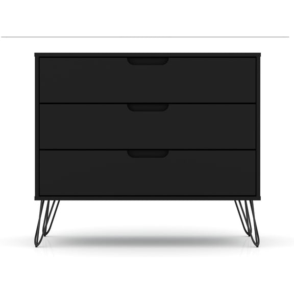Dressers, Rockefeller 35" Dresser in Black (3-Drawer), Black Bedroom Dressers,Mdf Chests Of Drawers, Furniture Bedroom Furniture Dressers, Chests & Wardrobes Rockefeller 35" Dresser in Black (3-Drawe