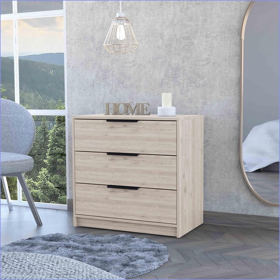 Dressers, Rustic-Contemporary Dark Brown 3-Drawer with Top Display | Multicolor | Particle Board