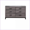 thumbnail image 1 of Dressers, Rustic Transitional 6-Drawer Dark Grey Foil Finish with Black Hardware | Grey | Solid Wood+MDF, 1 of 5