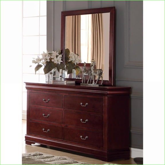 Dressers, Louis Philippe Cherry 6-Drawer | Cherry | Synthetic Wood