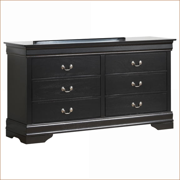 Dressers Traditional Black Storage Dresser, 33"H x 60"W x 18"D | Black | Particle Board