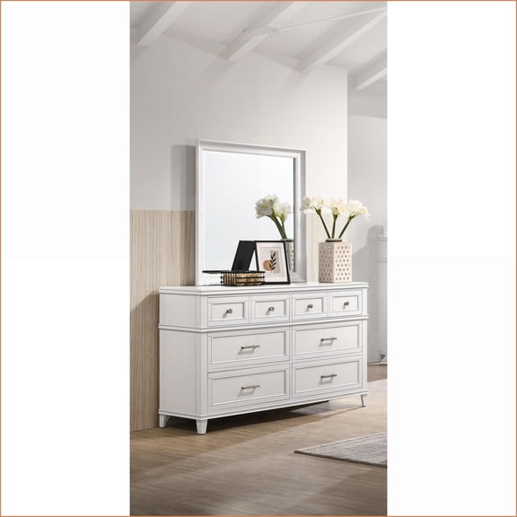 Dressers | Transitional 6 Drawer Dresser | White | Solid Poplar Wood