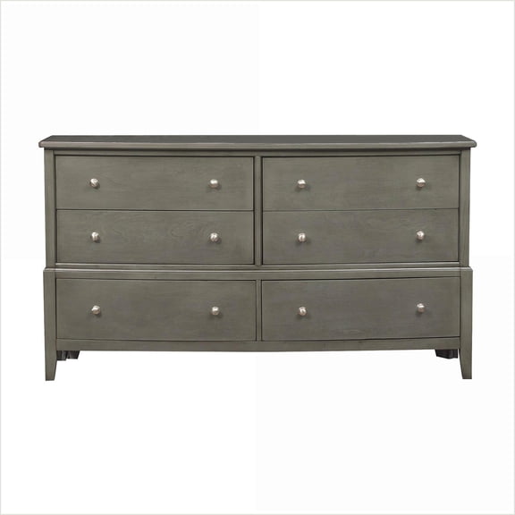 Dressers Transitional Gray Birch Veneer with 6 Dovetail Drawers | Gray | Wood